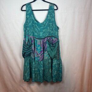 Kantha Bae Womens Silk Meadow Mini Dress Free Size New with Tags Boho Oversized